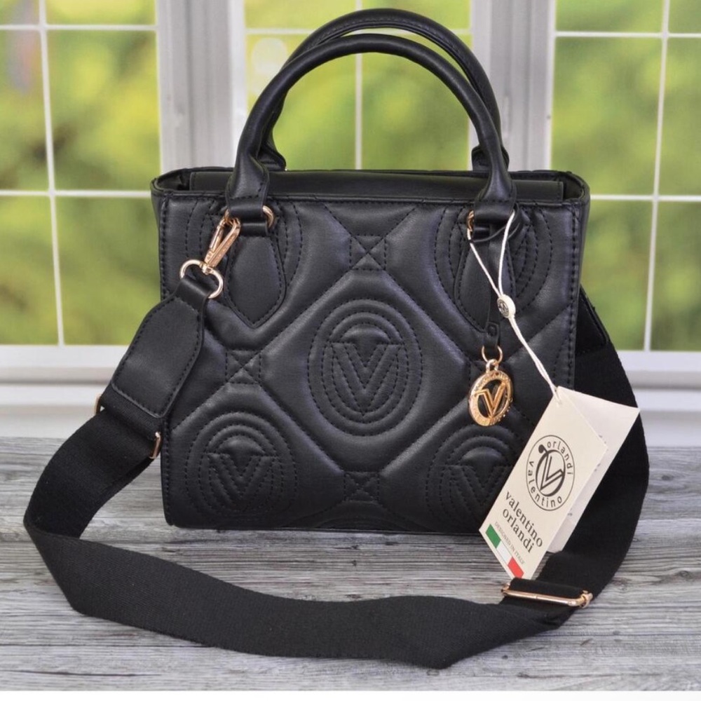 Valentino Orlandi Black Vegan Leather Purse NEW‎